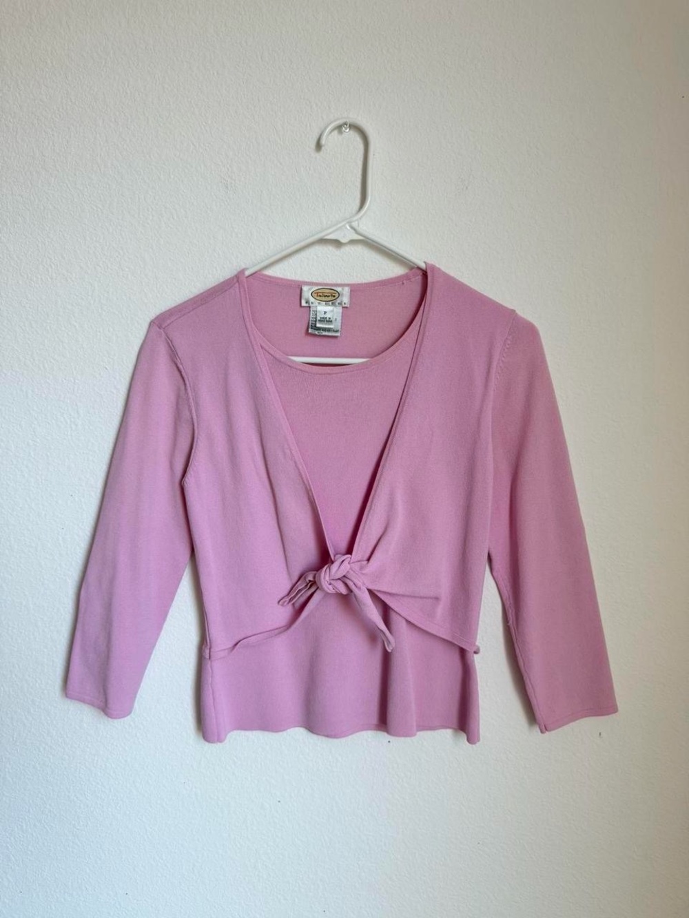 Talbots Pink Layered Top With Tie Front